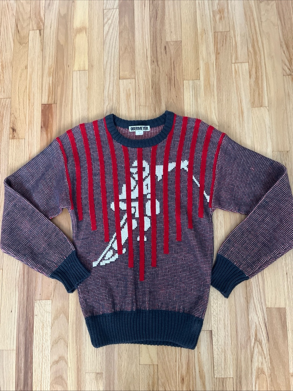 Vintage OBERMEYER Men’s Medium Ski Sweater Wool Blend Hong Kong 90’s